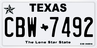 TX license plate CBW7492