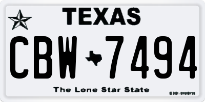 TX license plate CBW7494