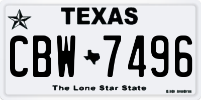 TX license plate CBW7496