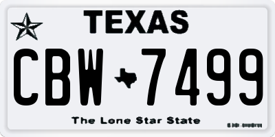 TX license plate CBW7499