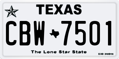 TX license plate CBW7501