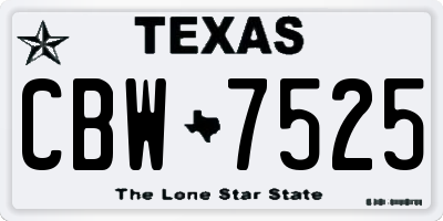 TX license plate CBW7525