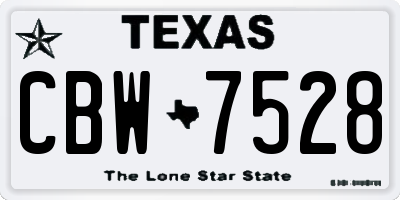 TX license plate CBW7528