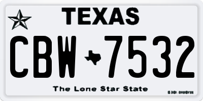 TX license plate CBW7532