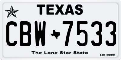 TX license plate CBW7533