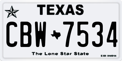 TX license plate CBW7534