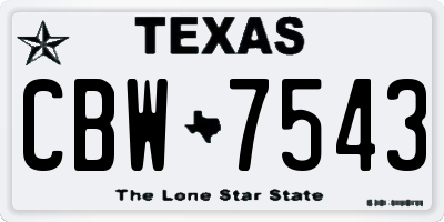 TX license plate CBW7543