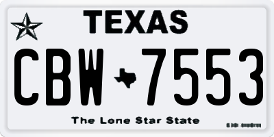 TX license plate CBW7553