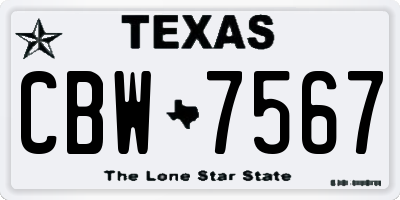 TX license plate CBW7567
