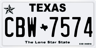 TX license plate CBW7574