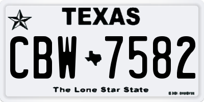 TX license plate CBW7582