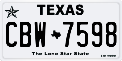 TX license plate CBW7598