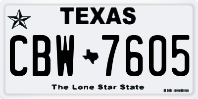 TX license plate CBW7605