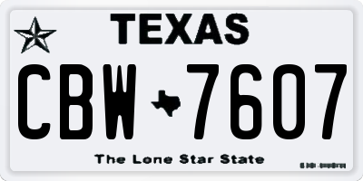 TX license plate CBW7607