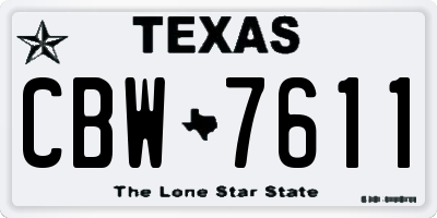 TX license plate CBW7611