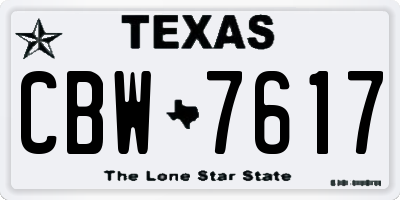 TX license plate CBW7617