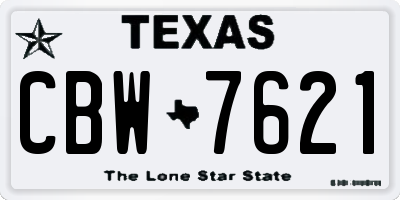 TX license plate CBW7621