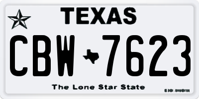 TX license plate CBW7623