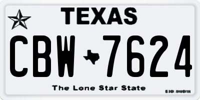 TX license plate CBW7624
