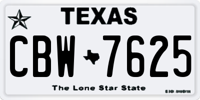 TX license plate CBW7625