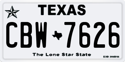TX license plate CBW7626