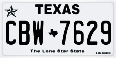 TX license plate CBW7629