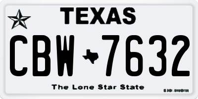 TX license plate CBW7632