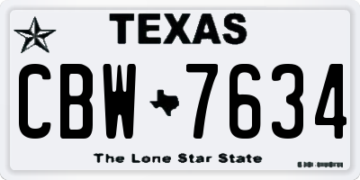 TX license plate CBW7634