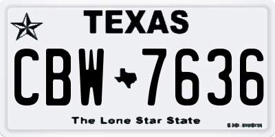 TX license plate CBW7636