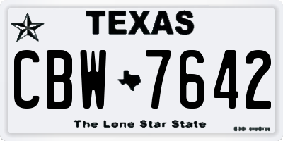 TX license plate CBW7642