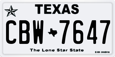 TX license plate CBW7647
