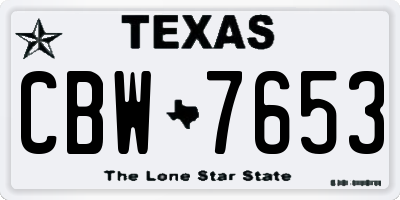 TX license plate CBW7653