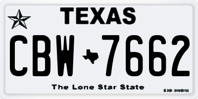 TX license plate CBW7662