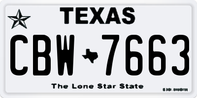 TX license plate CBW7663