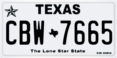 TX license plate CBW7665