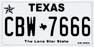 TX license plate CBW7666