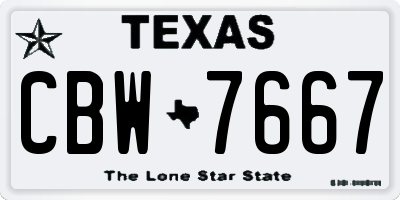TX license plate CBW7667