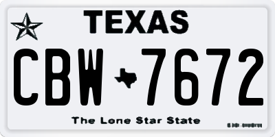 TX license plate CBW7672