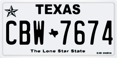 TX license plate CBW7674