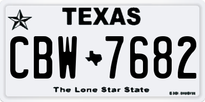 TX license plate CBW7682