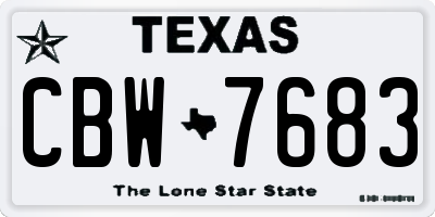 TX license plate CBW7683