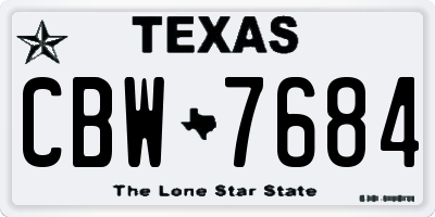 TX license plate CBW7684