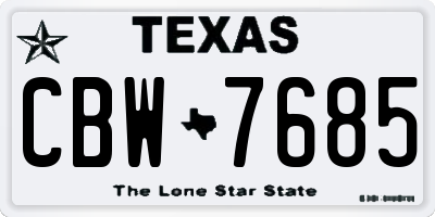 TX license plate CBW7685