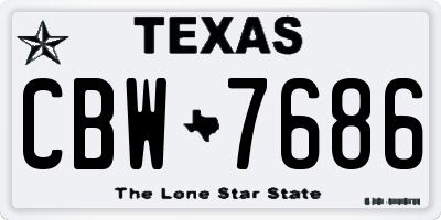 TX license plate CBW7686