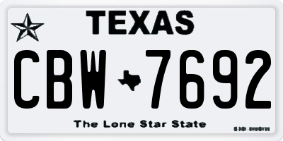 TX license plate CBW7692