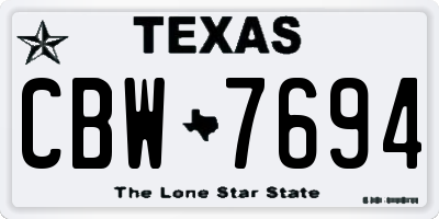 TX license plate CBW7694