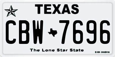TX license plate CBW7696