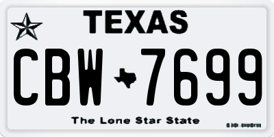 TX license plate CBW7699