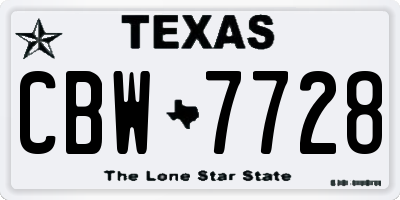 TX license plate CBW7728