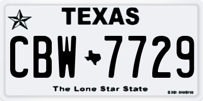 TX license plate CBW7729